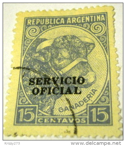 Argentina 1938 Prize Bull Official Overprint 15c - Used - Servizio