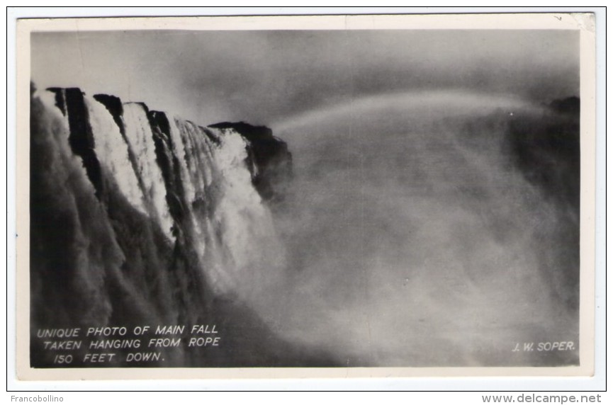 RHODESIA (ZIMBABWE) - VICTORIA FALLS UNIQUE PHOTO OF MAIN FALL TAKEN HANGING FROM ROPE 150 FEET DOWN - Simbabwe