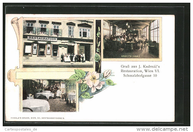 AK Wien, Burgtheater, Arbeitssaal & Gartenlokal In J. Kudrnac's Restaurant, Schmalzhofgasse 10 - Sonstige & Ohne Zuordnung