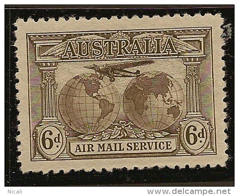 AUSTRALIA 1931 6d Sepia AIR SG 139 HM #LZ11 - Ungebraucht