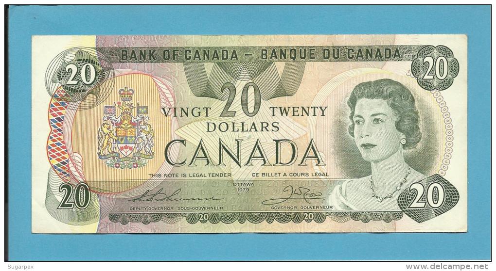 CANADA - 20 DOLLARS - ( 1979 ) - Pick 93.c - Sign. Thiessen-Crow - 2 Scans - Canada