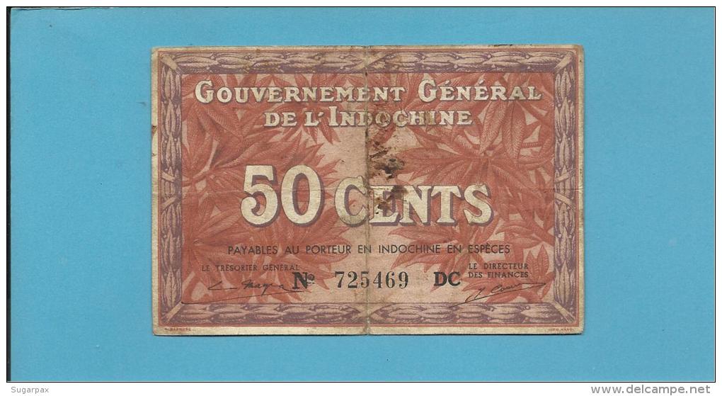 INDOCHINA - 50 CENTS - Sign. 14 ( 1939 ) - P 87d -  Gouvernement Général De L' Indochine - 2 Scans - Indochina