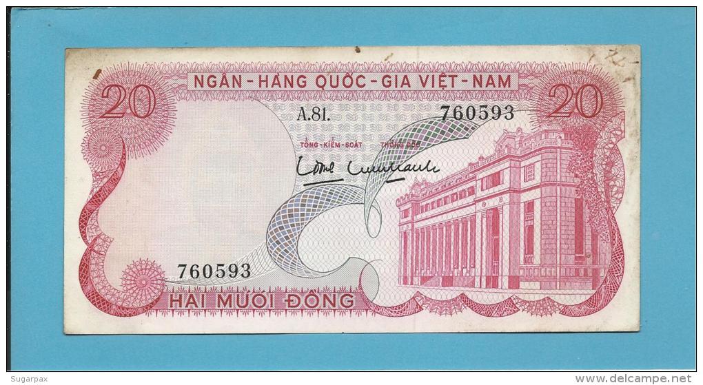 VIET NAM SOUTH - 20 DONG - ND ( 1969 ) - P 24 - Série A.81. - BANK Building - VIETNAM - 2 Scans - Vietnam