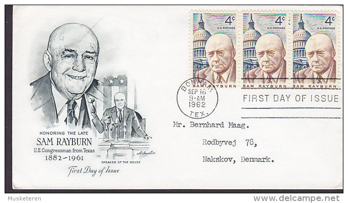 United States Premier Jour Lettre FDC Cover 1962 Sam Rayburn 3-Stripe Artmaster Cachet - Altri & Non Classificati