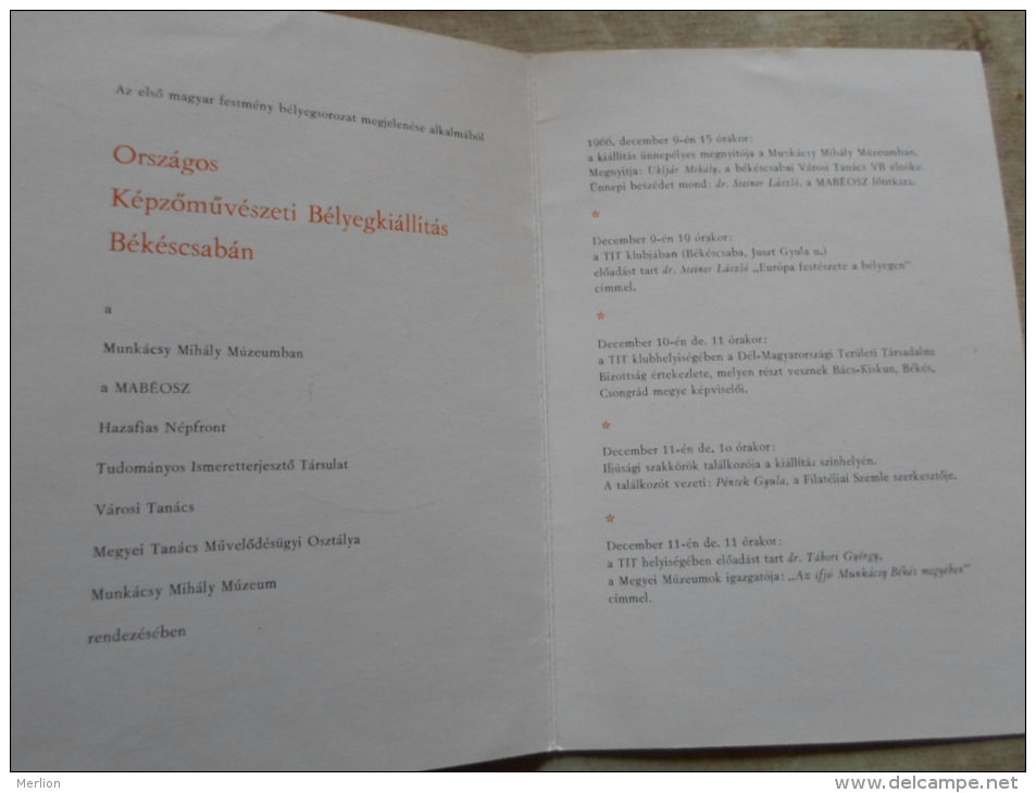 Hungary  -Országos  Képz. Bélyegkiállítás  Békéscsaba  1966  Programm -   D129123 - Commemorative Sheets