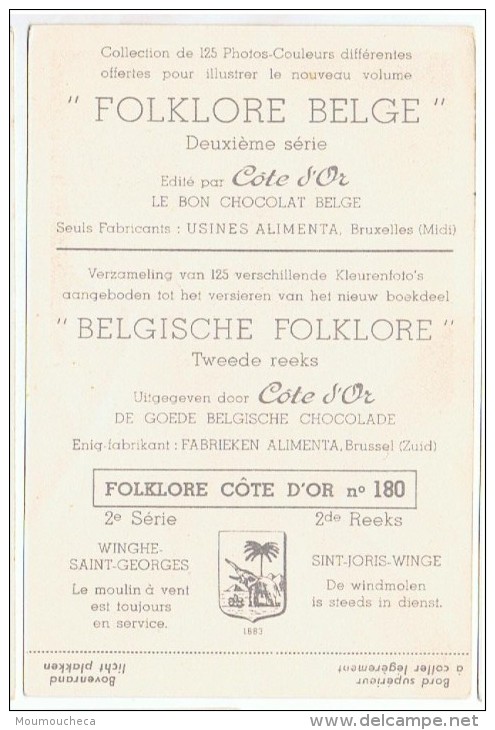 Chromo : Winghe Saint-georges - Moulin à Vent.. - Folklore Belge Côte D'or 2 E Série  - N° 180 (chocolat) - Tielt-Winge