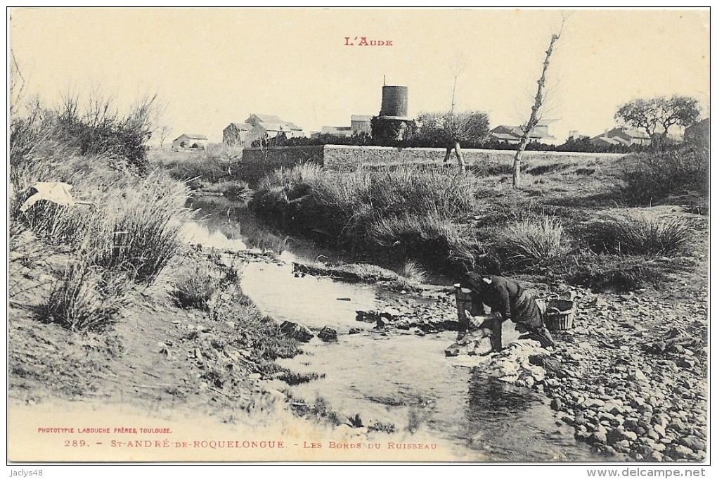 SAINT ANDRE DE ROQUELONGUE  Cpa(11)  Les Bords Du Ruisseau  (Légende En Lettres Rouges) - Autres & Non Classés