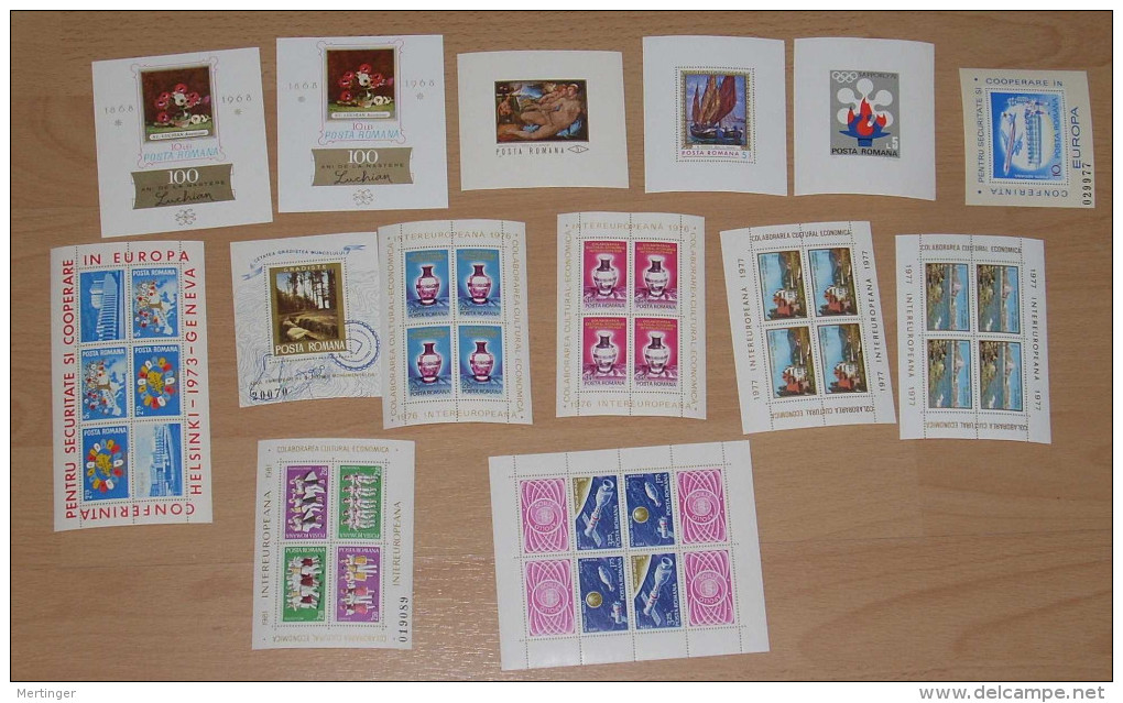 Rumänien Romania 14 Blocks Mini Sheets 1969-81 ** MNH - Collections