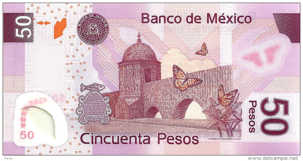 MEXICO 50 PESOS PINK MAN FRONT & BUILDING BUTTERFLY BACK POLYMER DATED 19-06-2006 UNC P.123a READ DESCRIPTION ! - Mexiko