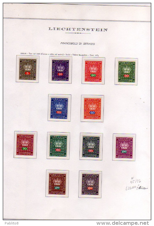 LIECHTENSTEIN 1968 1969 OFFICIAL STAMPS SERVICE COAT OF ARMS CROWN AND VALUE SERVIZIO CORONA E CIFRA FULL SET SERIE MNH - Service