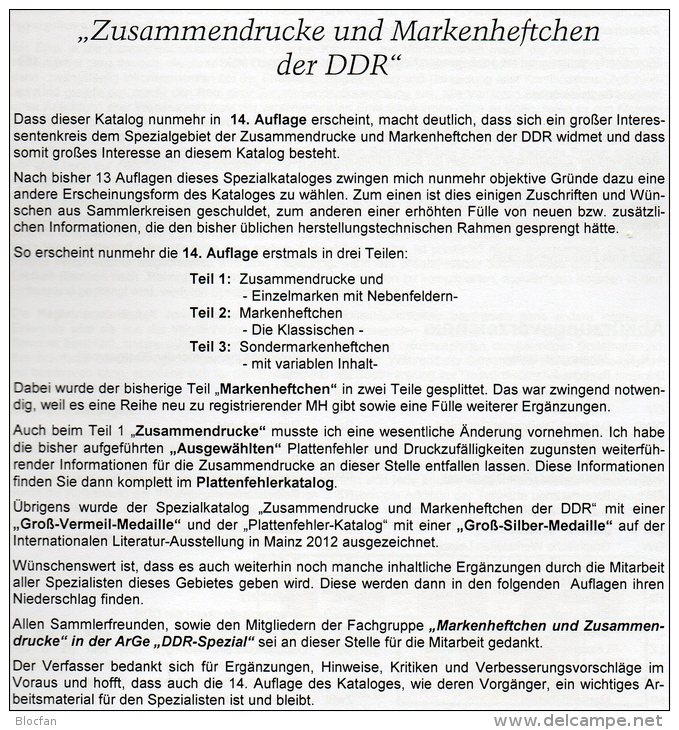 DDR-Katalog Teil 3 RICHTER Sonder-Markenheftchen 2015 New 25€ SMH+Abarten Booklet And Error Special Catalogue Of Germany - Zonder Classificatie