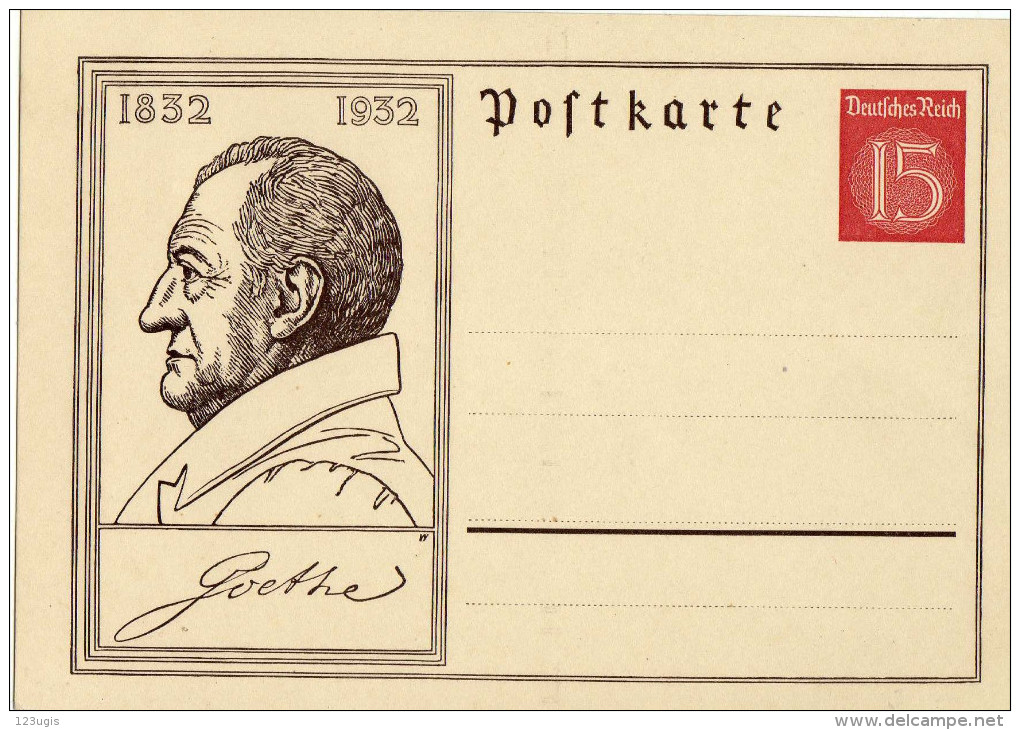 Drittes Reich 1932 Mi P 214 *, Goethe [290315KI] - Briefkaarten
