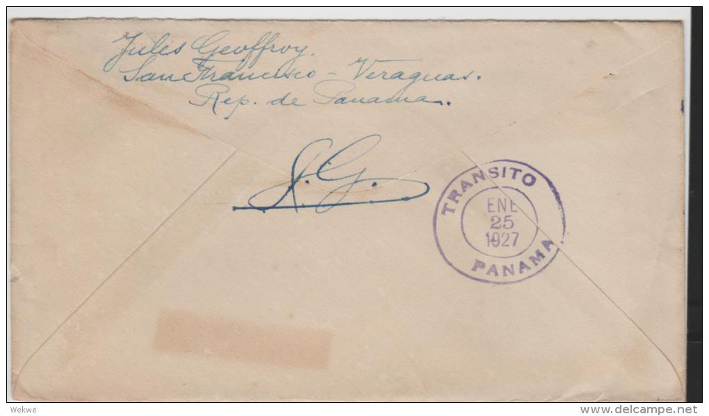 Pan070/  PANAMA - Stationery + Added Stamp 1927 San Francisco To France - Panama