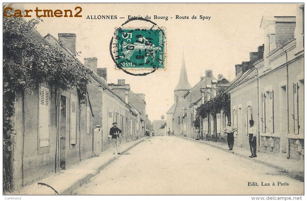 ALLONNES : ENTREE DU BOURG - ROUTE DE SPAY - ANIMEE - CPA 72 - Allonnes