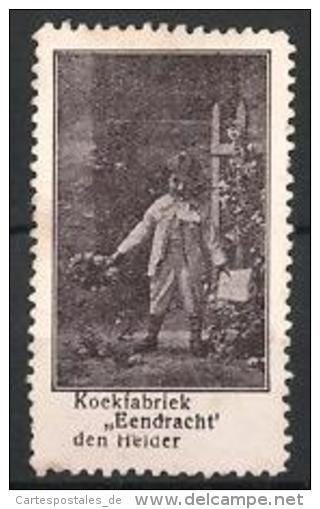 Vignette Publicitaire Den Helder, Koekfabriek Eendracht, Knabe Avec Des Fleurs - Vignetten (Erinnophilie)