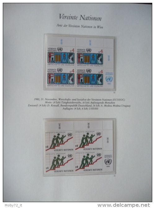 ONU Vienna - Collezione in quartine 1979/86 su fogli Borek (m137)