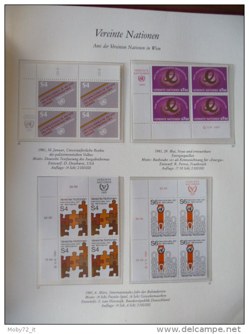 ONU Vienna - Collezione in quartine 1979/86 su fogli Borek (m137)