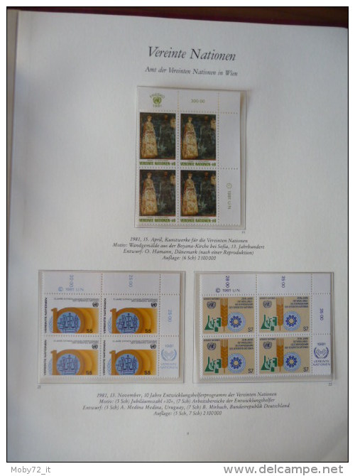 ONU Vienna - Collezione in quartine 1979/86 su fogli Borek (m137)