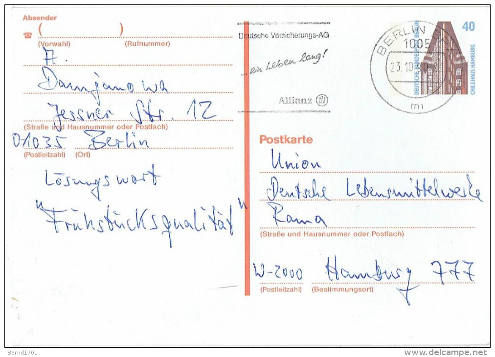 Germany / Berlin - Postkarte Echt Gelaufen / Postcard Used (D1262) - Postales - Usados