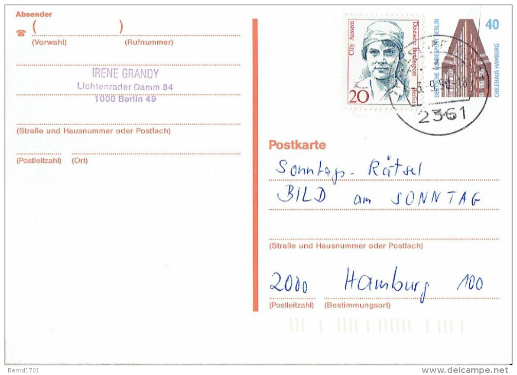 Germany / Berlin - Postkarte Echt Gelaufen / Postcard Used (D1263) - Postkaarten - Gebruikt