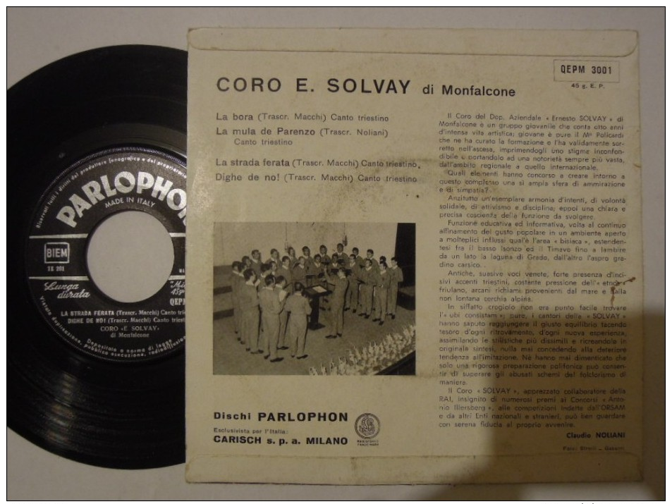 Coro Ernesto Solvay Di Monfalcone, Canti Triestini - Parlophon 3001 - Italy - Gospel & Religiöser Gesang