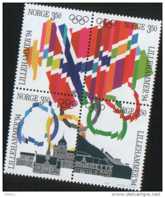 Norvegia Norway Norvege  1994 Winter Olympic Games Lillehammer 4v  Se Tenant Complete Set  ** MNH - Nuovi