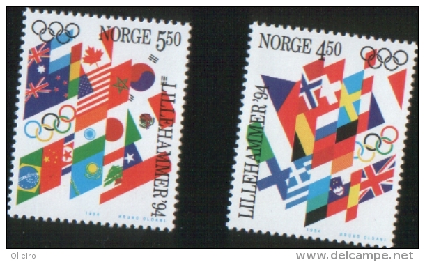 Norvegia Norway Norvege  1994 Winter Olympic Games Lillehammer 2v    Complete Set  ** MNH - Nuovi