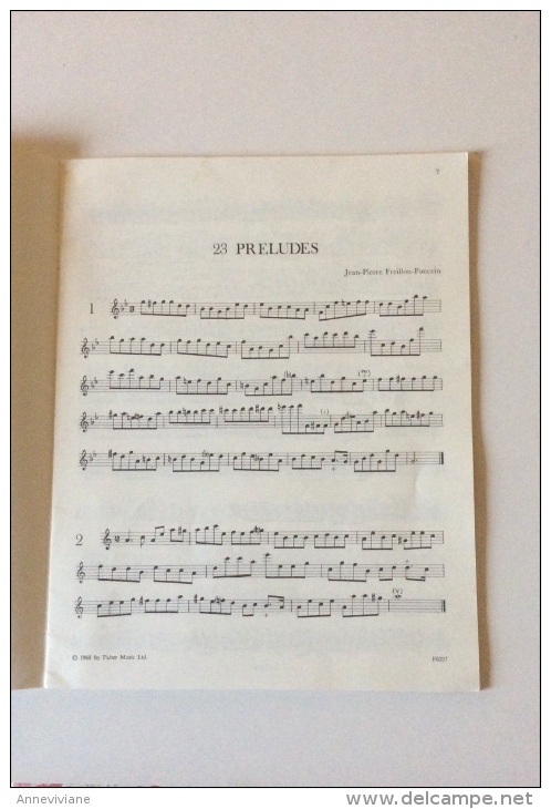 Freillon-Poncein And Hotteterre Le Romain : Preludes For Solo Treble Recorder - Etude & Enseignement