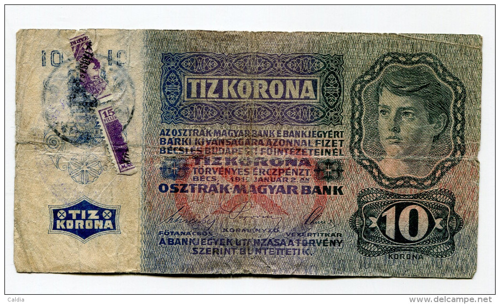 Serbie Serbia Ovp Austria Hungary Ovp 10 Kronen 1915 RARE !!! # 4 - Serbia