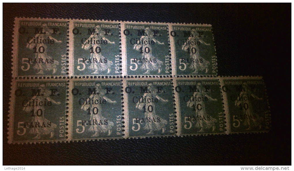 CILICIA O.M.F MNH  9 Stamps  5 Centimes Over Print 10 Paras ERROR !!!  $$$$$ - Neufs