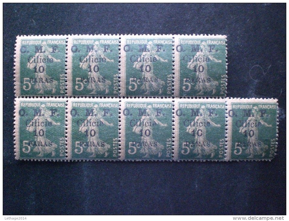 CILICIA O.M.F MNH  9 Stamps  5 Centimes Over Print 10 Paras ERROR !!!  $$$$$ - Neufs