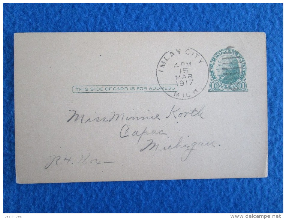 Jefferson One Cent Postcard Cover, Postmarked 1917. - 1901-20