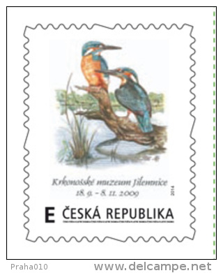 Czech Rep. / My Own Stamps (2014) 0218: ERRORS! Libuse & Jaroslav Knotkovi "Nature Conservation - Trebon (kingfishers)" - Abarten Und Kuriositäten