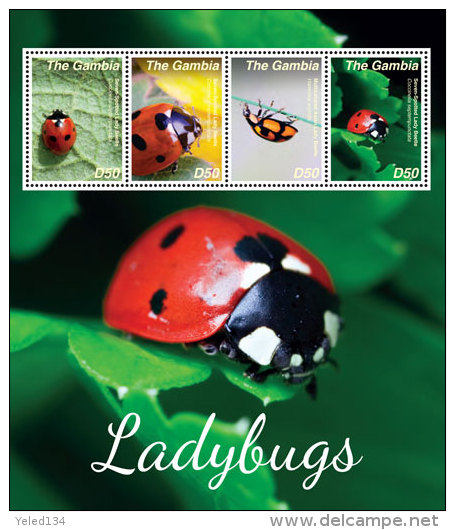 GAMBIA  3582 ; IGPC # 1424 SH ; MINT N H STAMPS OF  LADY BUGS - Gambia (1965-...)