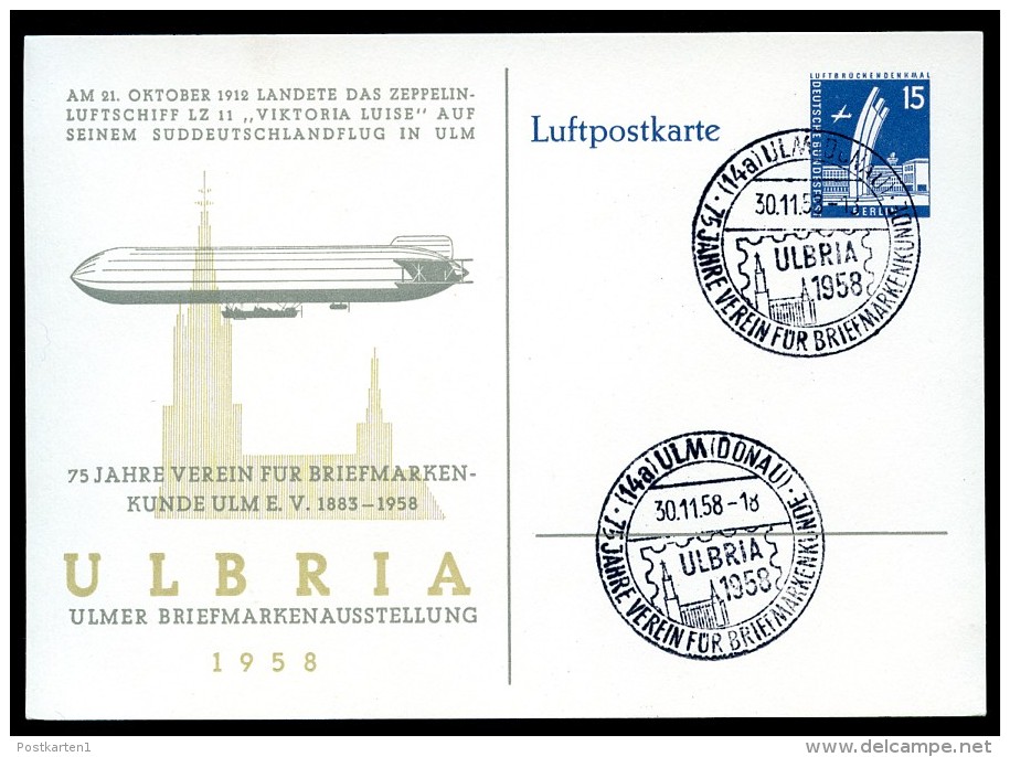 BERLIN PP19 C2/002 Privat-Postkarte ZEPPELIN ** 1958  NGK 15,00 € - Cartoline Private - Usati