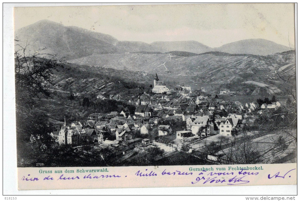 Gruss Aus Dem Schwarzwald. Gernsbach Vom Fechtenbuckel.(1906) - Gernsbach