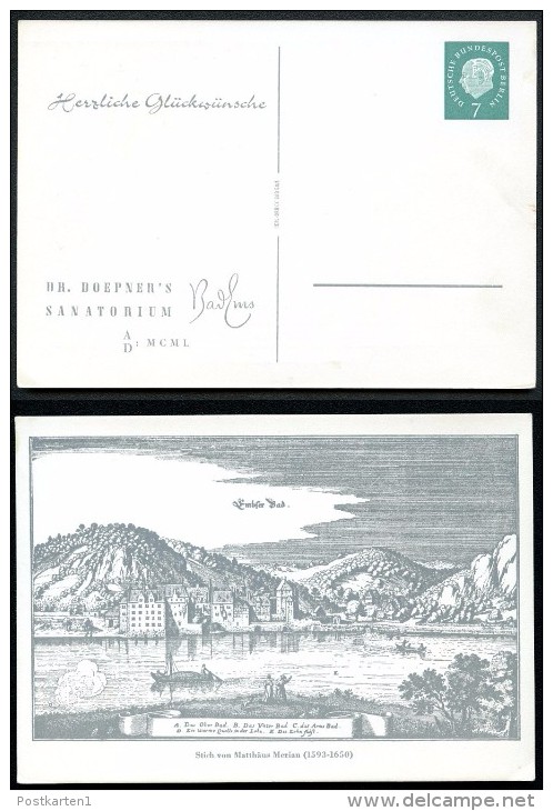 BERLIN PP20 B1/001 Privat-Postkarte SANATORIUM BAD EMS 1959  NGK 10,00 € - Cartoline Private - Nuovi