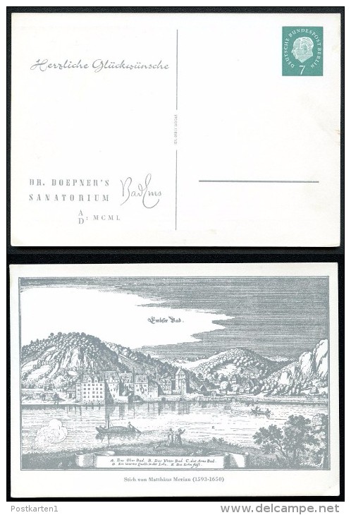 BERLIN PP20 B1/001 Privat-Postkarte SANATORIUM BAD EMS 1959  NGK 10,00 € - Cartes Postales Privées - Neuves