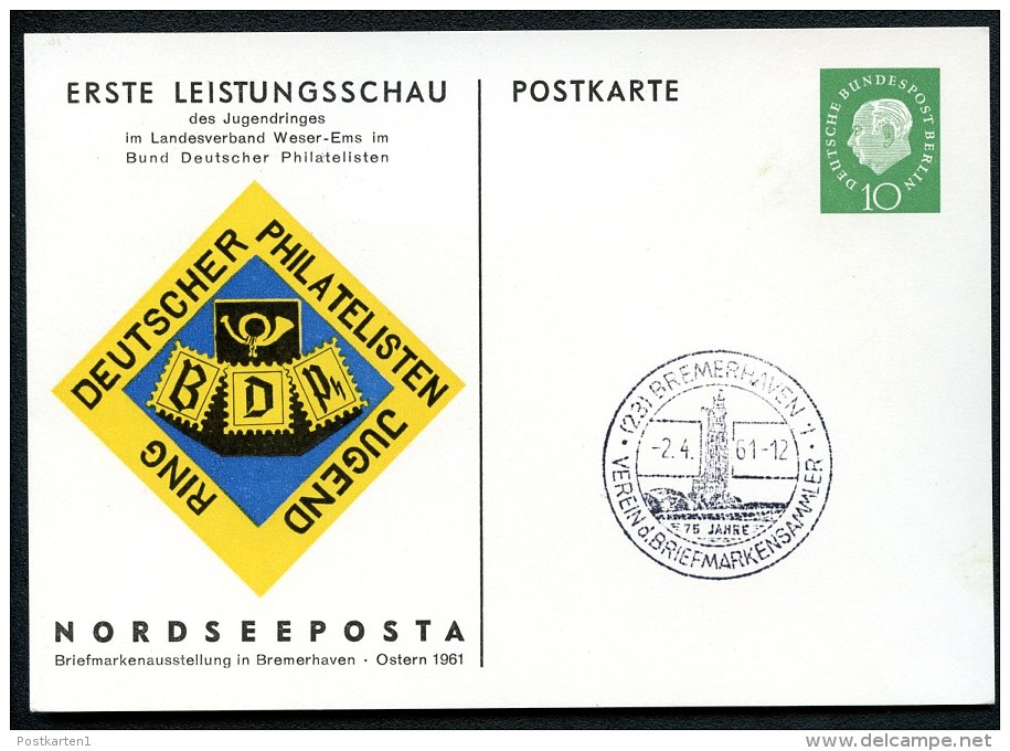 BERLIN PP21 C2/001 Privat-Postkarte NORDSEEPOSTA Bremerhaven Sost. 1961 NGK 15,00 € - Privatpostkarten - Gebraucht