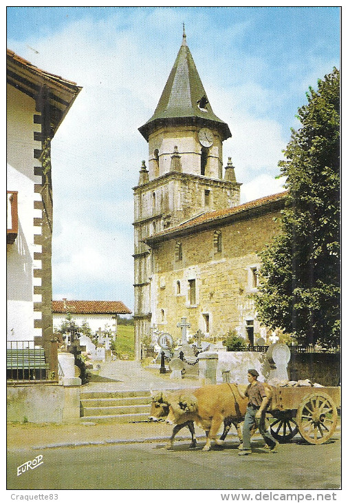 AINHOA   LE CLOCHER A ETAGE OCTOGONAL DE L'EGLISE      CPSM  ANIMEE - Ainhoa