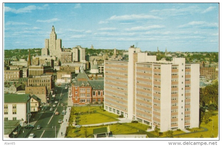 Providence Rhode Island, Downtown View Industrial National Bank Building &amp; Dexter Manor, C1960s Vintage Postcard - Providence