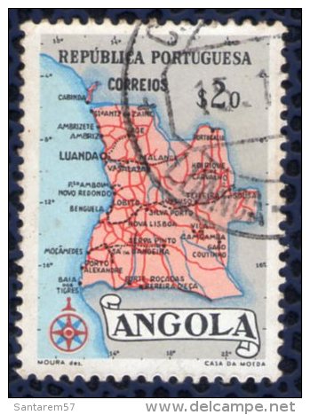 Angola 1955 Oblitéré Rond Used Carte Géographique Mappe $20 - Angola