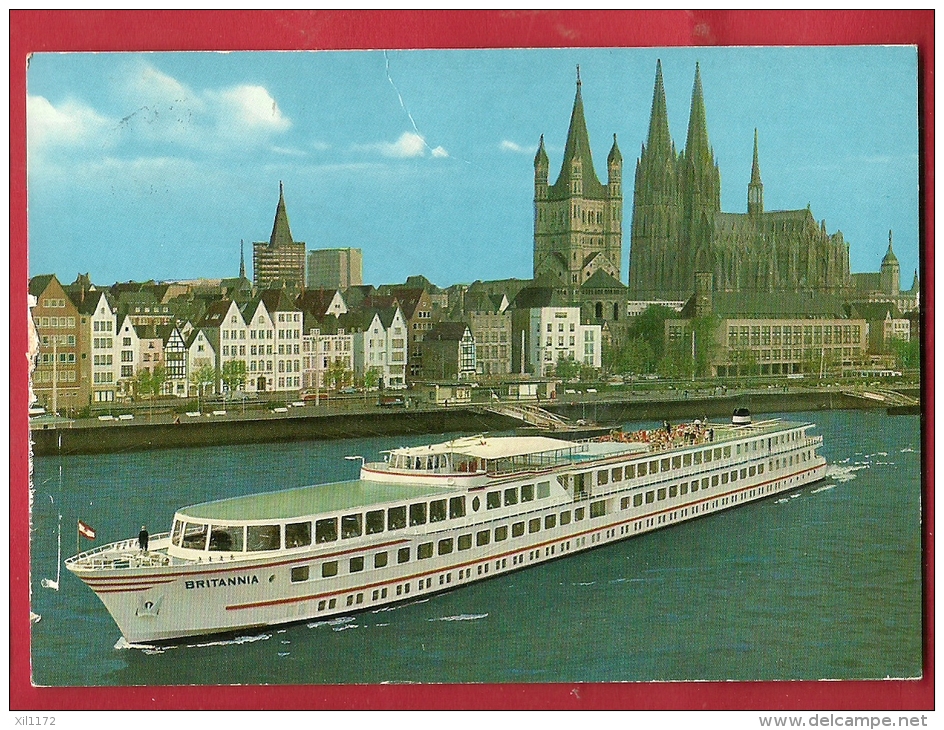 BXG-07  M.S. Britannia Kabinenschiff, Köln-Rheinschiffahrt AG. Stempel Düsseldorf 1973 - Péniches