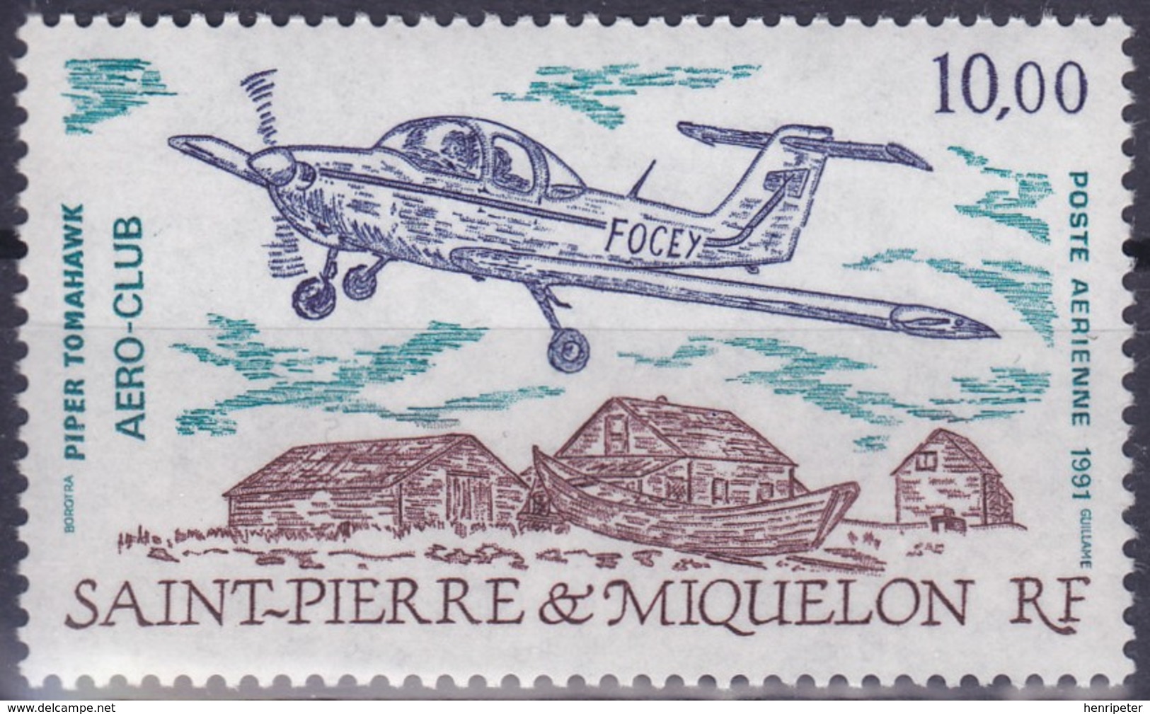 Timbre Aérien Neuf** - Aéro-Club De Saint-Pierre Piper Tomahawk - N° 70 (Yvert) - Saint-Pierre Et Miquelon 1991 - Neufs