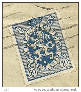 285 Op Brief Met Stempel BRUXELLES, Met Firmaperforatie (perfin) " S A S " Van Societe Anonyme SIEMENS - 1909-34