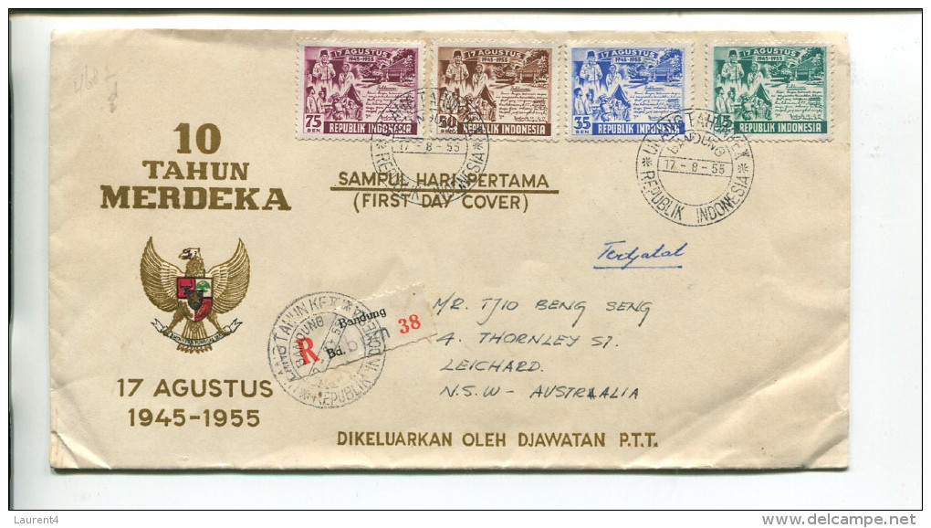 (001) Registered Cover Cover Posted From Indonesia To Australia - 1955 - Autres & Non Classés