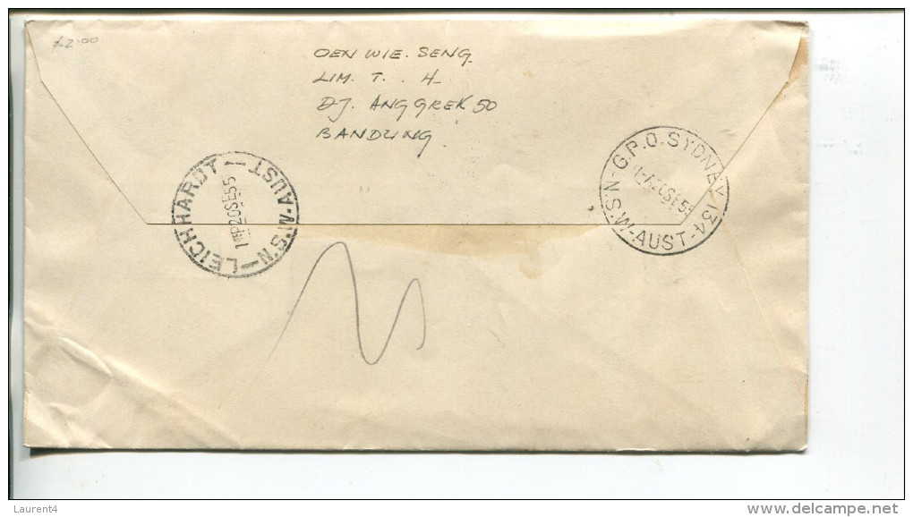 (001) Registered Cover Cover Posted From Indonesia To Australia - 1955 - Autres & Non Classés