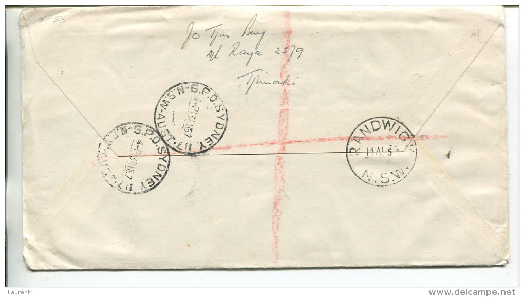 (001) Registered Cover Cover Posted From Indonesia To Australia - 1957 - Autres & Non Classés