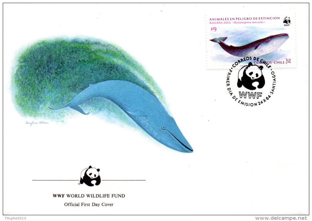 CHILI. N°677 De 1984 Sur Enveloppe 1er Jour. WWF Baleine. - Baleines