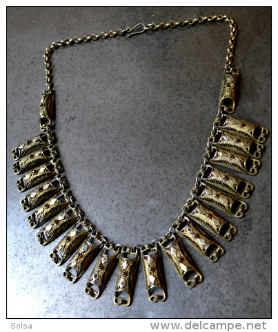Ancien Collier Oriental En Bronze / Vintage Morrocan Necklace In Bronze - Ethniques
